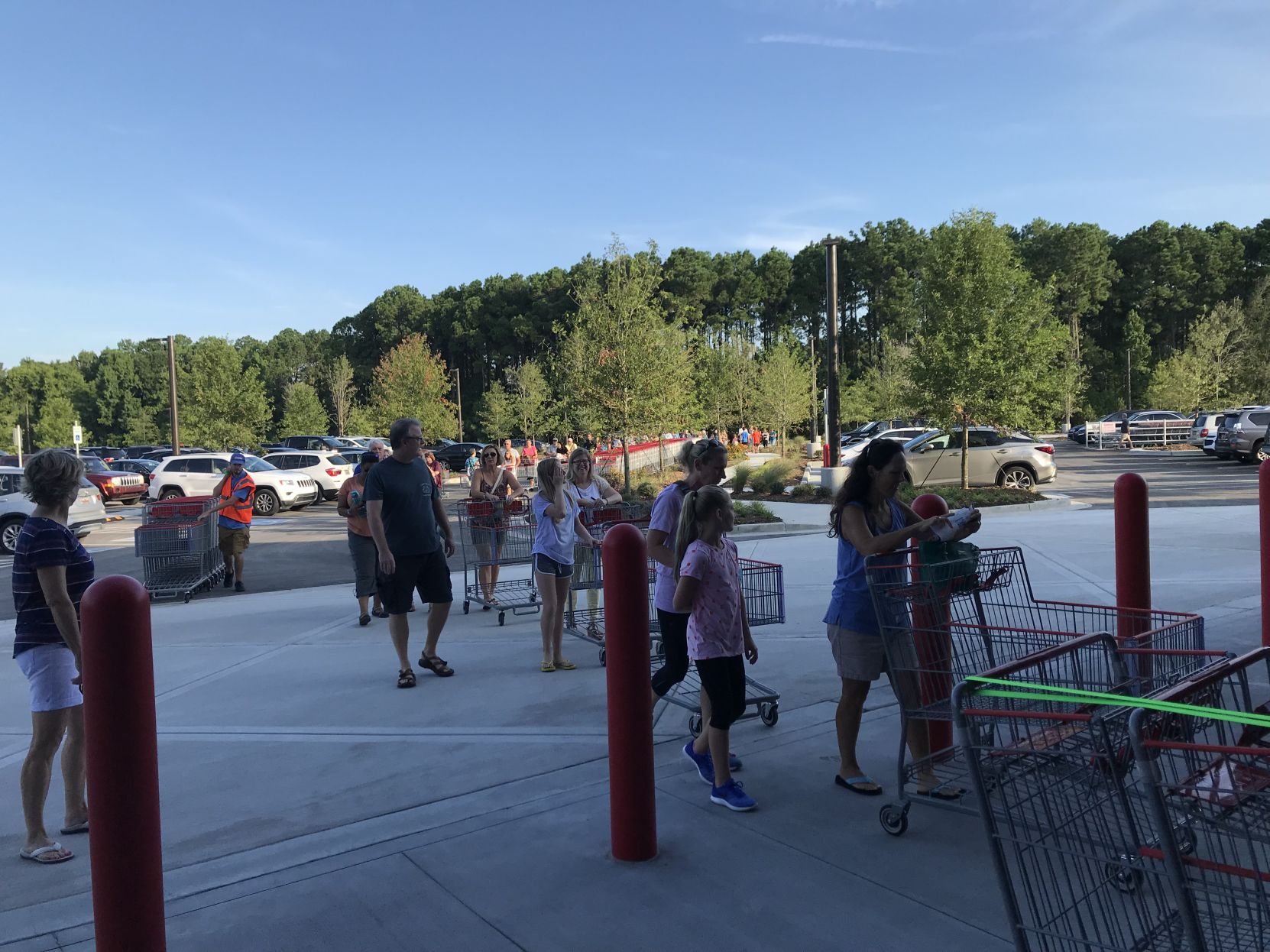 Costco grand opening line looking out